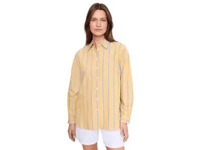 Madewell Easy Shirt Textured Stripe Chantrelle In Yellow