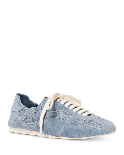 Simkhai Georgie Elasticized Denim Leather Sneaker In Blue