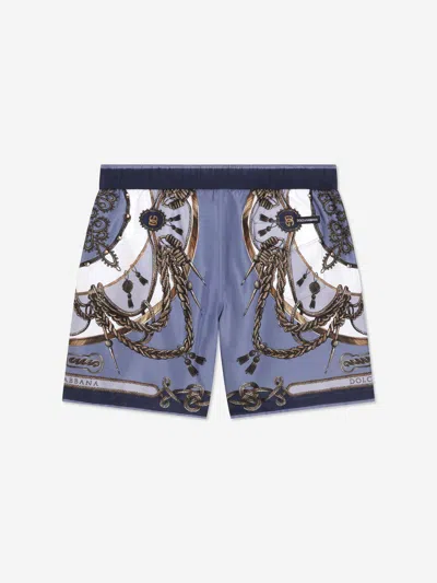 Dolce & Gabbana Boys Nautical Print Swim Shorts In Blue