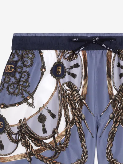 Dolce & Gabbana Boys Nautical Print Swim Shorts In Blue