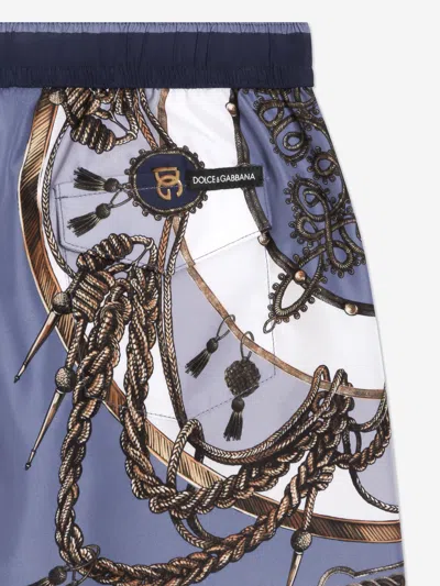 Dolce & Gabbana Boys Nautical Print Swim Shorts In Blue