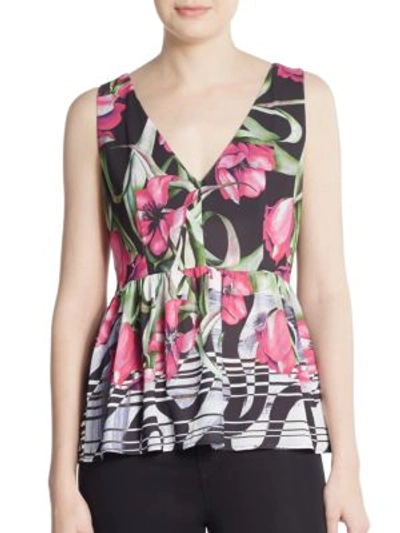 Clover Canyon Dancing Tulips Peplum Top In Multi