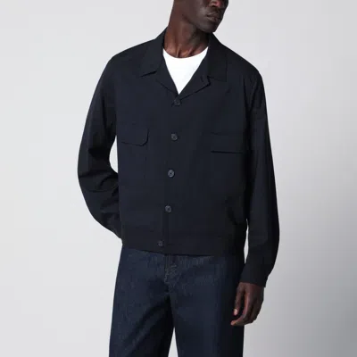 Santaniello Blue Wool-blend Overshirt Jacket In Blue