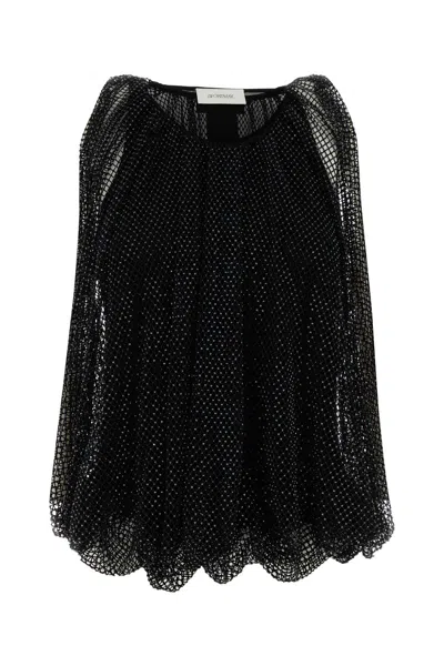 Sportmax Embellished Mesh And Jersey Top In Black