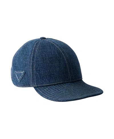 Prada Denim Baseball Cap In Blue
