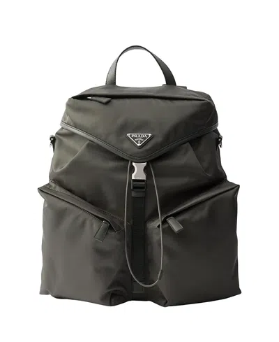 Prada Re-nylon And Leather Backpack In Black