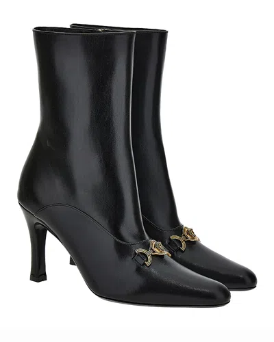 Versace Medusa-plaque Leather Ankle Boots In Black