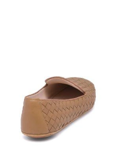 Shop Bottega Veneta Intrecciato Leather Loafers In Camel