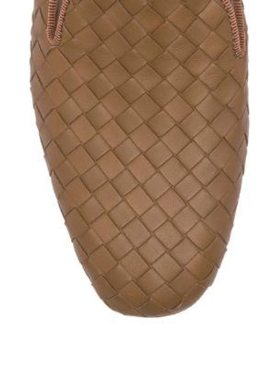 Shop Bottega Veneta Intrecciato Leather Loafers In Camel