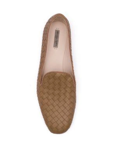Shop Bottega Veneta Intrecciato Leather Loafers In Camel