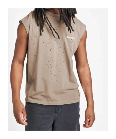 Satisfy Mothtech Distressed Muscle T-shirt In Brown
