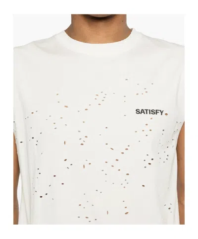 Satisfy Mothtech Distressed Muscle T-shirt In White
