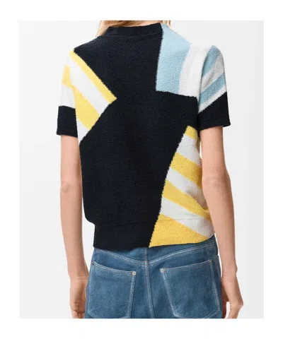 Loewe Striped Fuzzy Knit Short-sleeve Sweater In Multi