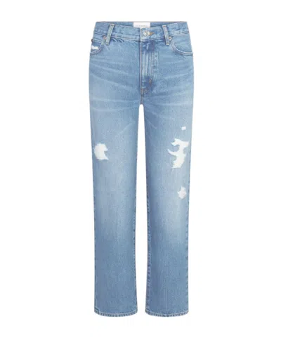 Frame The Hang Ripped Ankle Straight Leg Jeans In Blue