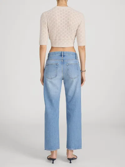 Frame The Hang Ripped Ankle Straight Leg Jeans In Blue