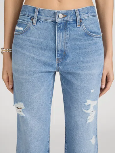 Frame The Hang Ripped Ankle Straight Leg Jeans In Blue