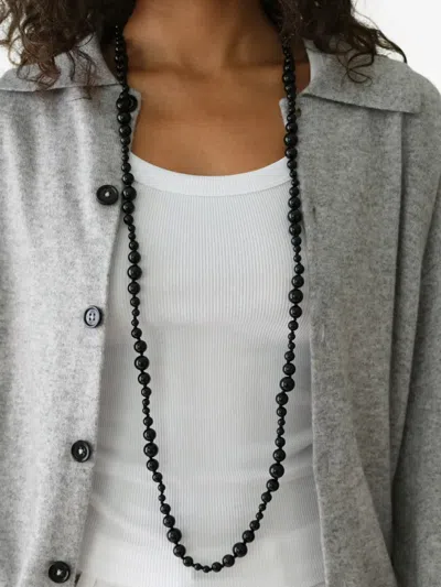 Neeka Studios Long Beaded Necklace In Black