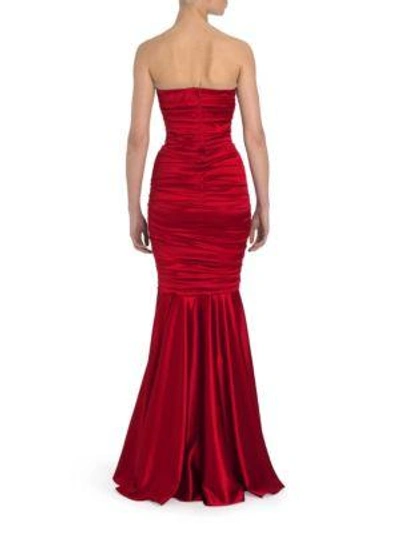 Shop Dolce & Gabbana Stretch Silk-blend Gown In Dark Red