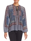 CLOVER CANYON PATCHWORK-PRINT PEASANT BLOUSE,0400089624811
