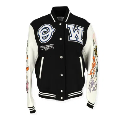 Off-white Long-sleeve Bomber Jacket In Black