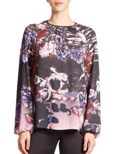 Clover Canyon Poetic Petals Crepe Blouse In Multicolor