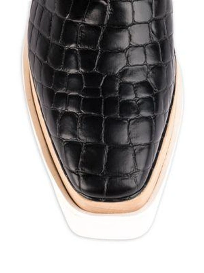 Shop Stella Mccartney Elyse Croc-embossed Platform Oxfords In Black