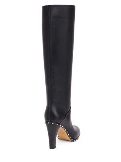 Shop Valentino Soul Studded Leather Tall Boots In Poudre