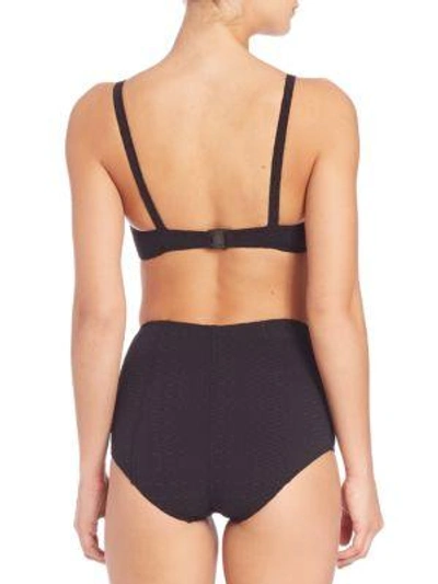 Shop Lisa Marie Fernandez Two-piece Genevieve Pucker High-waist Bikini In Black