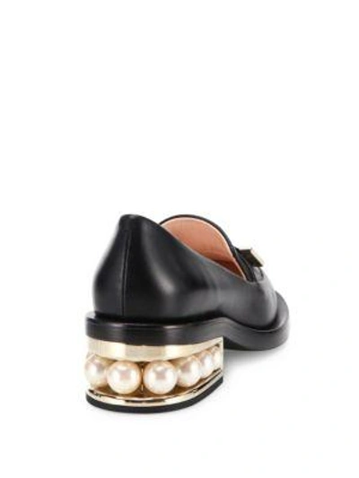 Shop Nicholas Kirkwood Casati Pearly Heel Leather Loafers In Black