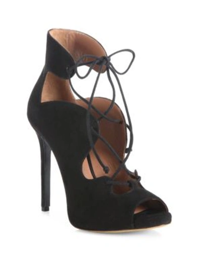 Shop Tabitha Simmons Reed Suede Lace-up Sandals In Black