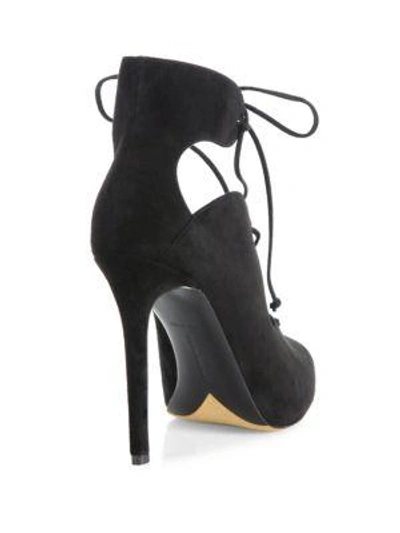 Shop Tabitha Simmons Reed Suede Lace-up Sandals In Black