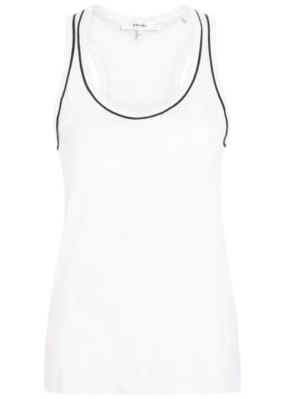 Frame The Ringer Contrast-trim Racerback Tank Top In White