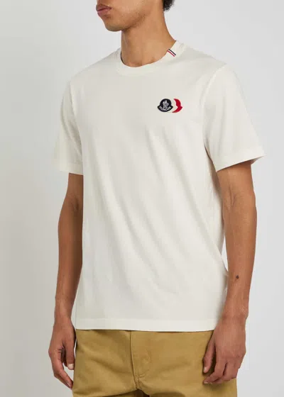 Moncler Short Sleeve Jersey T Shirt Tricolor Collar In Multi