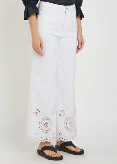 Frame The Eyelet Flare Embroidered Flared-leg Jeans In White
