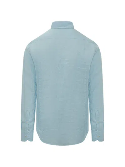 Mc2 Saint Barth Sky Blue Regular Solid Shirt In Blue