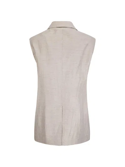 Tagliatore Grey Solid Sleeveless Jacket In Neutral