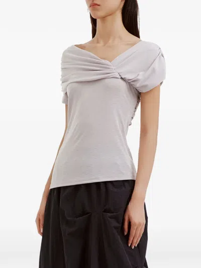 B+ab Ruched Off-shoulder Blouse In Gray
