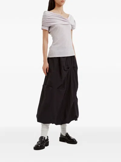 B+ab Ruched Off-shoulder Blouse In Gray