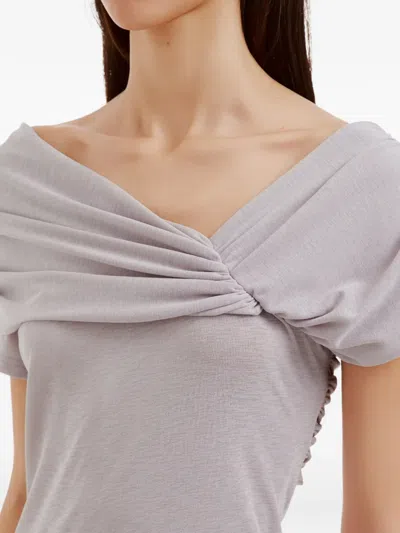 B+ab Ruched Off-shoulder Blouse In Gray