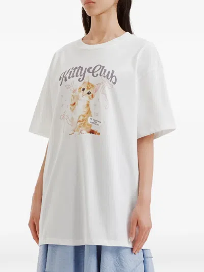 B+ab Graphic-print Drop-shoulder T-shirt In White