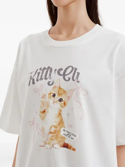 B+ab Graphic-print Drop-shoulder T-shirt In White
