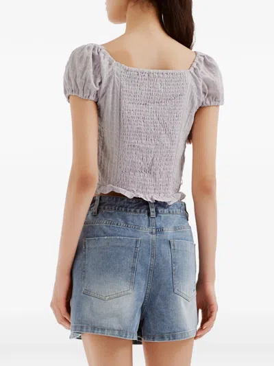 B+ab Ruched Button-front Top In Purple