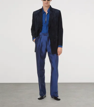 Tom Ford Suede Double-breasted Blazer In Multi
