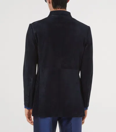 Tom Ford Suede Double-breasted Blazer In Multi