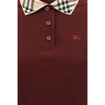 Burberry Dress Checked Collar Short Sleeves Design In Burgundy