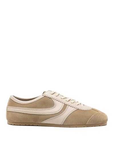 Dries Van Noten Women Beige Low-top Sneakers With Two-tone Lace-up In Suede Woman In Neutral