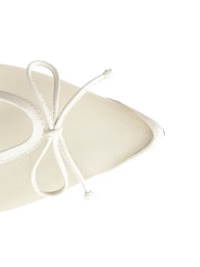 Jacquemus Tourni Bow-detailed Leather-trimmed Mesh Pumps In White