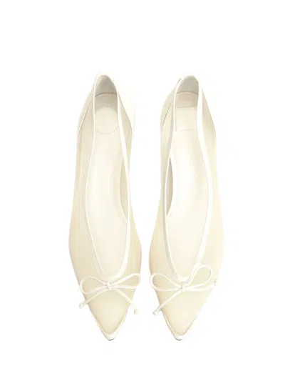 Jacquemus Tourni Bow-detailed Leather-trimmed Mesh Pumps In White