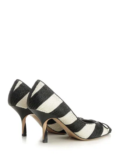 Jacquemus Les Escarpins Tourni 80 Striped Faux Raffia Pumps In Black