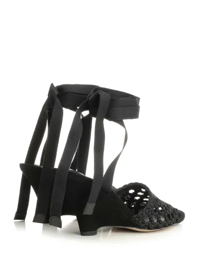 Jacquemus Woven Ankle-tie Heeled Sandals In Black